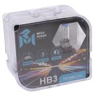 Лампа 12V HB3 65W +50% MEGAPOWER 370-33-038 комплект 2 шт цоколь P20d