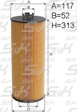 Фильтрующий элемент масла S&K GMBH SK-5810013-01, высота 313 мм