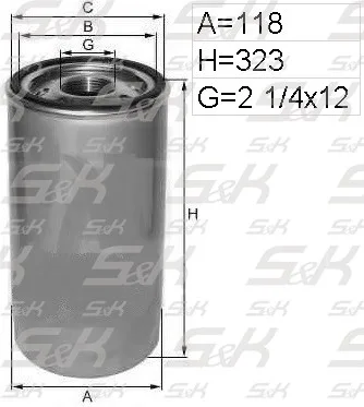 Фильтр масляный S&K GMBH SK-5810033-01, высота 294 мм, диаметр 118 мм