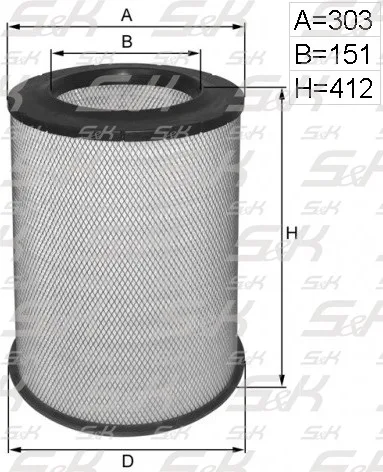 Воздушный фильтр S&K GMBH SK-5850031-01, высота 412 мм, диаметр 303 мм