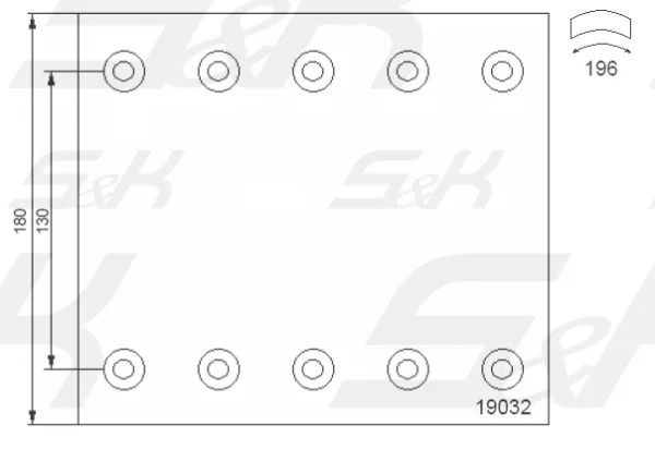 Накладки тормозные S&K 19032 1 ремонт Premium Line, 420х180 мм, SAF