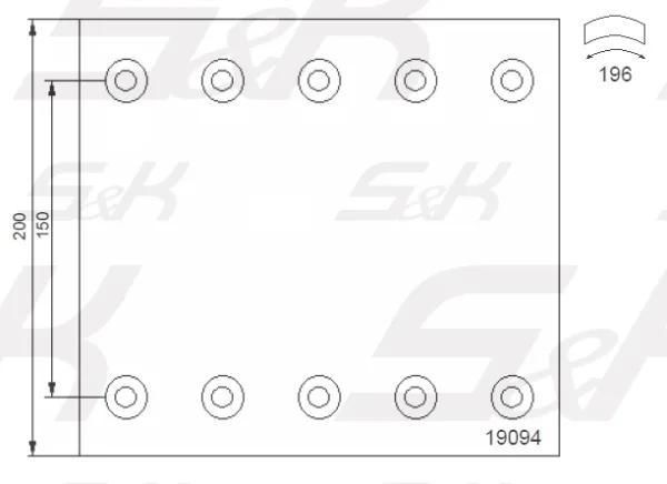 Накладки тормозные S&K GMBH SK1909410-01 WVA 19094 с заклёпками