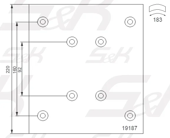 Тормозные накладки S&K GMBH Premium Line 19187, 414 × 220 мм, без заклёпок