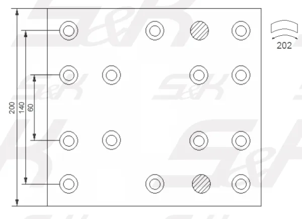 Накладки тормозные S&K 19343/19263, 410х200 мм, Iveco EuroTech