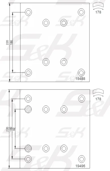 Накладки тормозные S&K 19496/19488, 410х223 мм, MAN и Mercedes