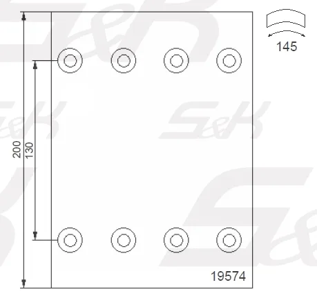 Тормозные накладки S&K GMBH 19574 для барабана 300×200 мм, номинал