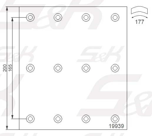 Накладки тормозные S&K 19071/19939, 410х200 мм, Volvo, ERF, Steyr