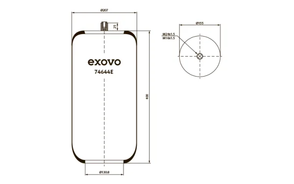 Пневмоамортизатор кабины грузовой Mercedes-Benz EXOVO 74644E