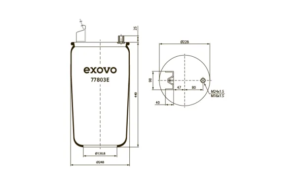 Пневмоамортизатор кабины грузовой Volvo EXOVO 77803E для коммерческого транспорта
