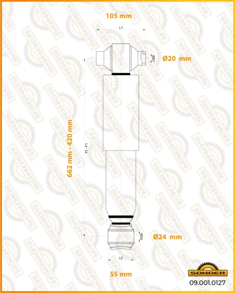 Передний амортизатор Sonder для MAN TGA, TGS, TGX, 420–662 мм