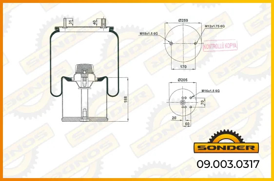 Рессора грузовая BPW / Renault Trucks SONDER 09.003.0317 для коммерческого транспорта