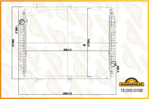 Радиатор системы охлаждения Iveco SONDER 13.001.0138 900×748×40 мм