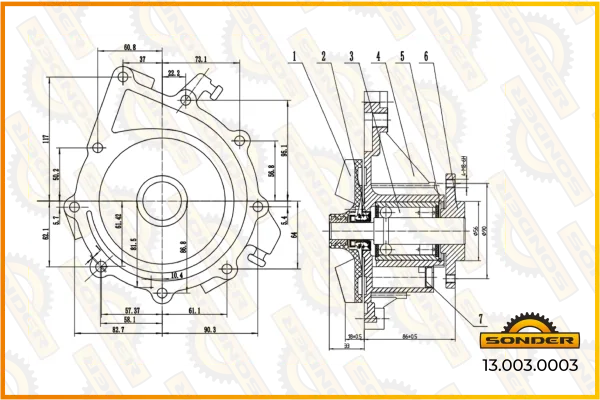 Насос водяной грузовой MAN / Renault Trucks SONDER 13.003.0003