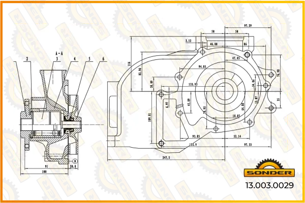 Насос водяной Mercedes-Benz / Renault Trucks SONDER 13.003.0029