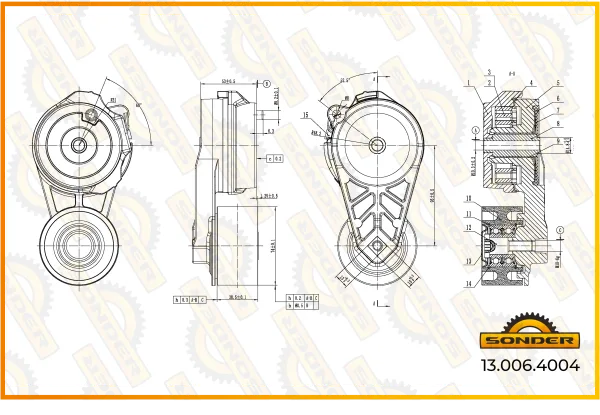 Натяжитель приводного ремня Renault Trucks / Volvo SONDER 13.006.4004